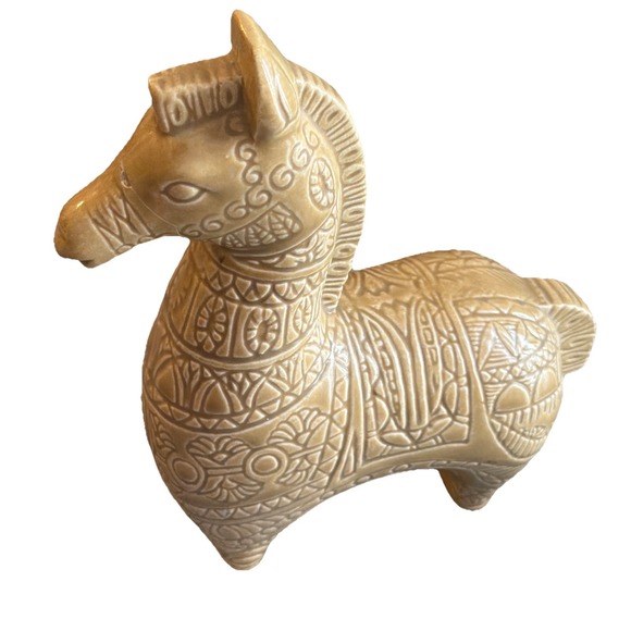 Vintage Horse Zebra Bitossi MCM PJ 6.5" Ceramic  Statue Figurine Boho Decor - Picture 9 of 10